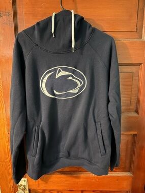 Navy Pullover Hoodie with White Logo